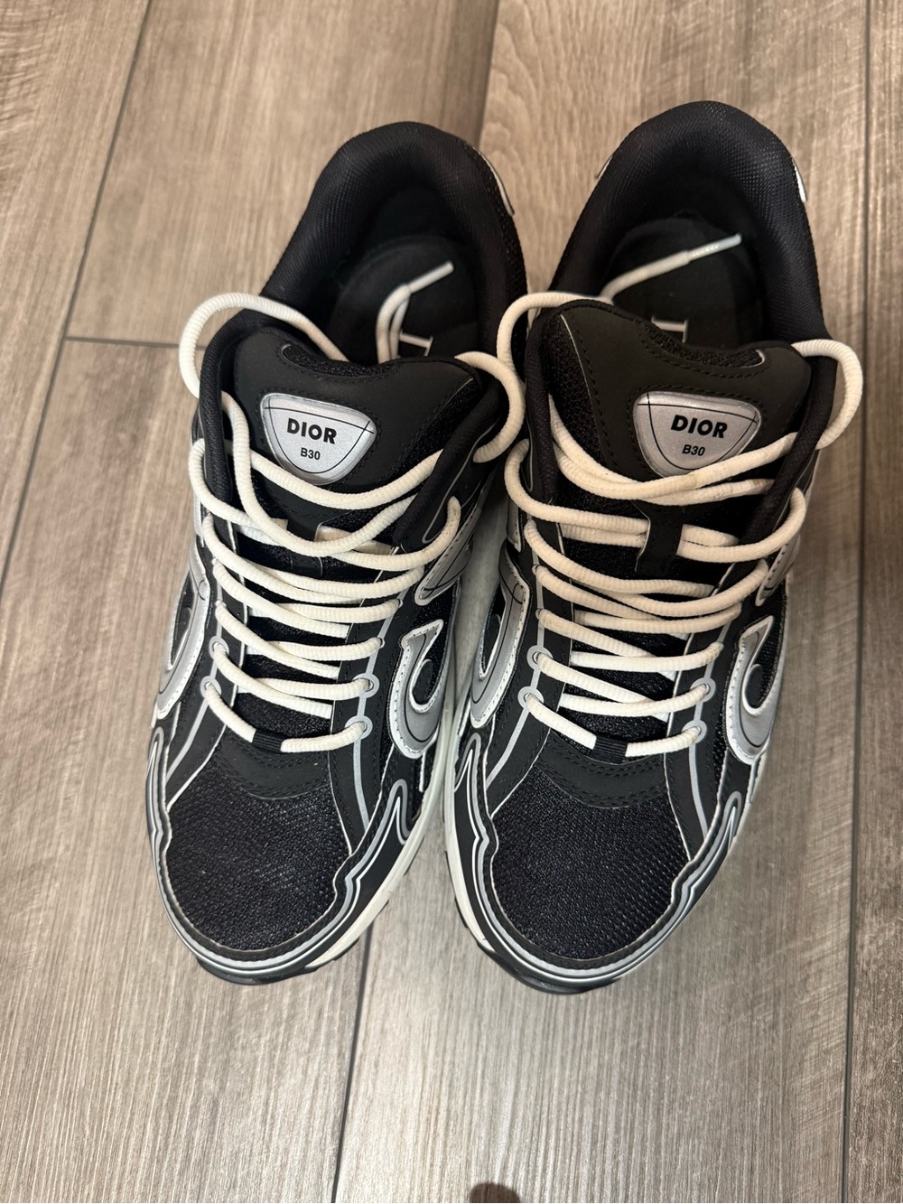 Dior Black, White & Gray Men’s Logo Panel Sneakers - Picture 3 of 11